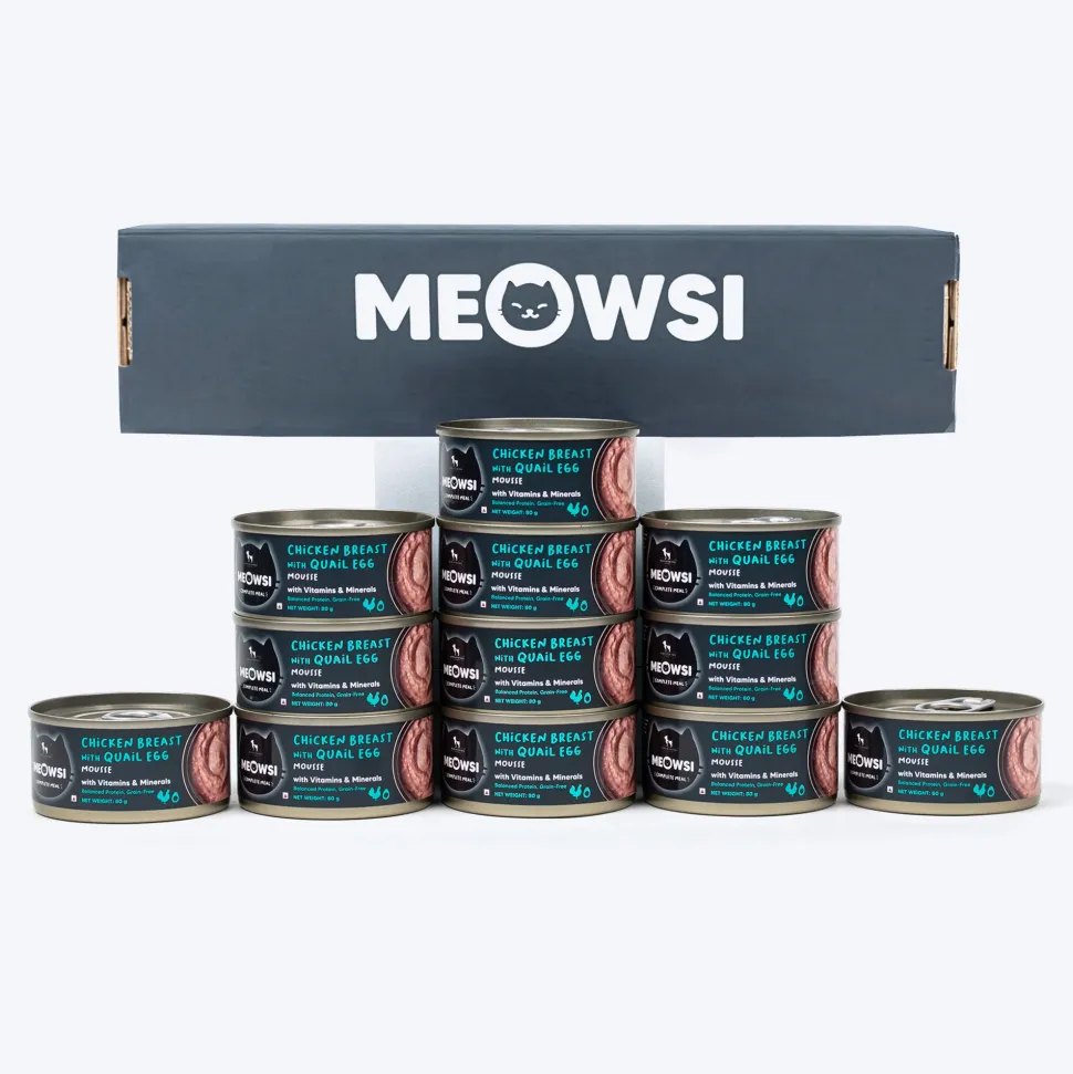 Meowsi Chicken Breast & Quail Egg Mousse Canned Cat Food 80g