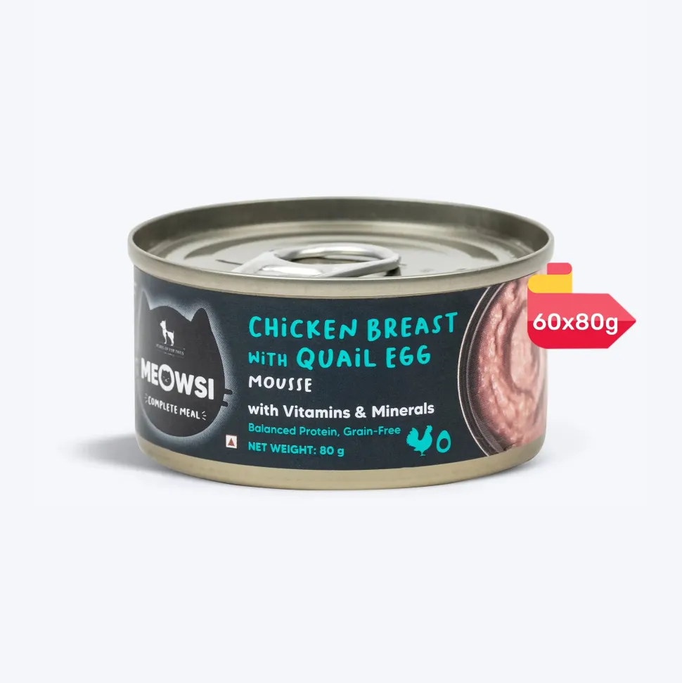 Meowsi Chicken Breast & Quail Egg Mousse Canned Cat Food 80g