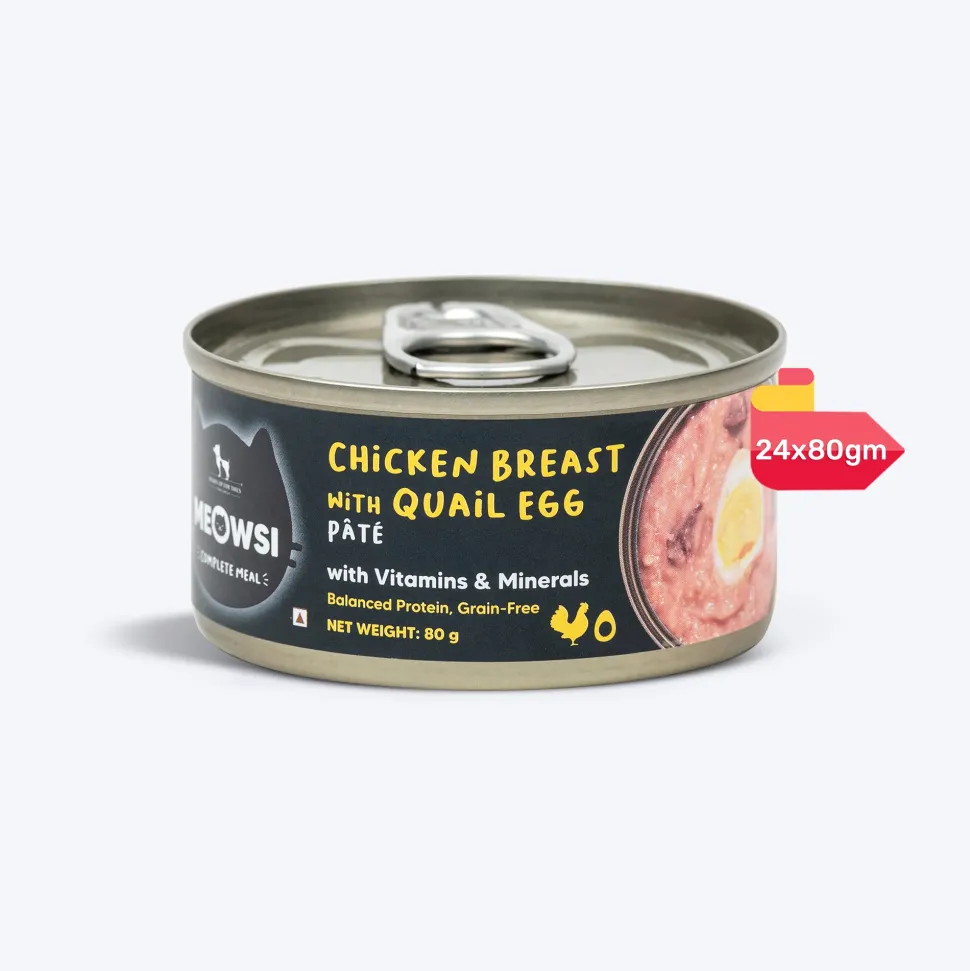 Meowsi Chicken Breast & Quail Egg Pate Wet Cat Food 80g
