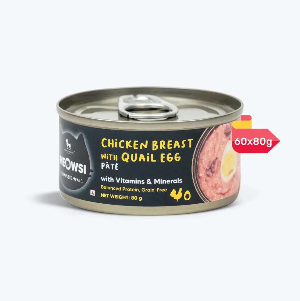 Meowsi Chicken Breast & Quail Egg Pate Wet Cat Food 80g