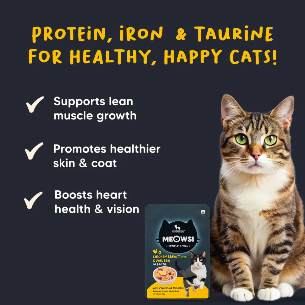 Meowsi Chicken Breast & Quail Egg in Broth Wet Cat Food 80g