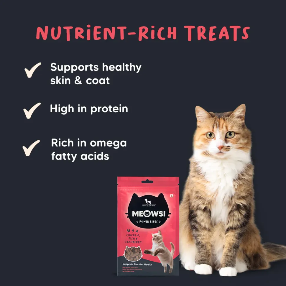 Meowsi Chicken, Fish & Cranberry Power Bites Cat Treats 50g