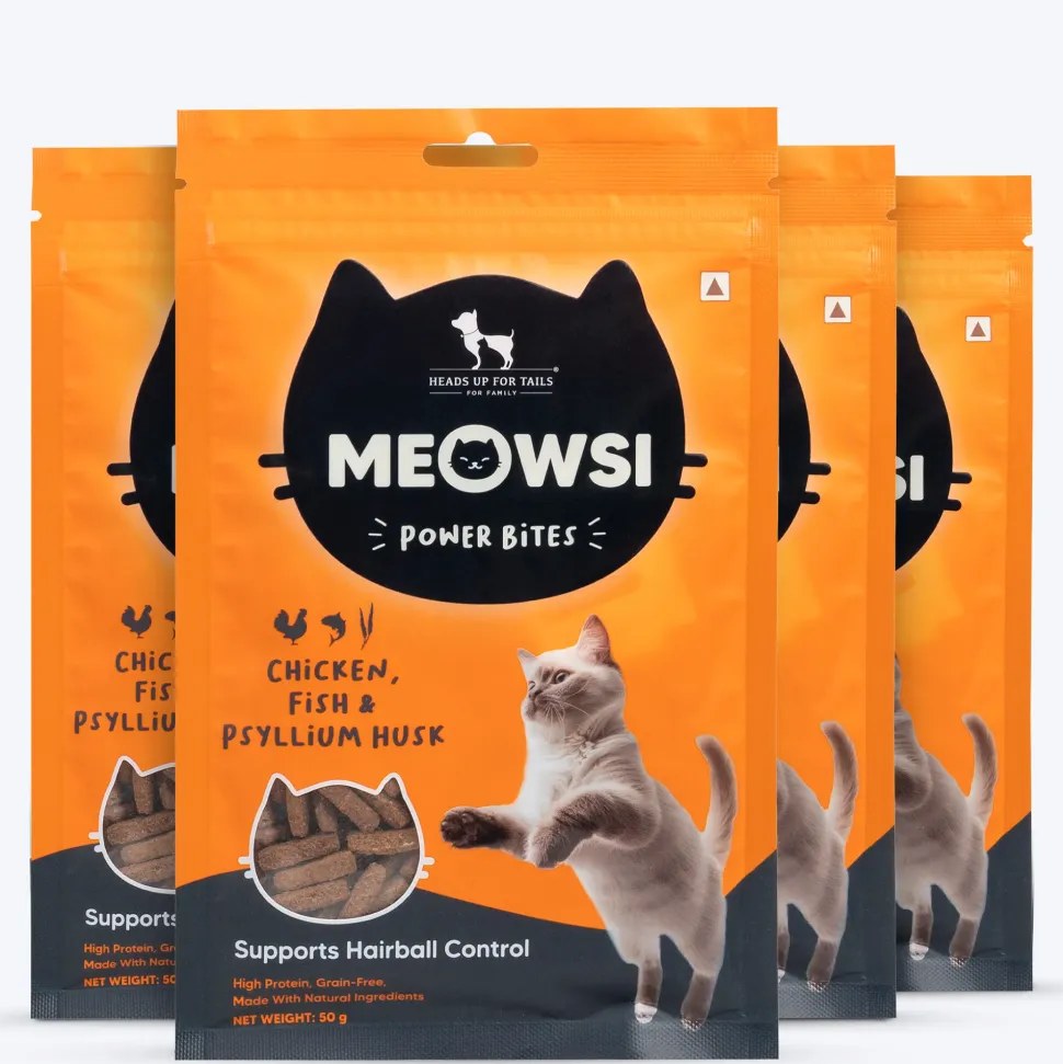 Meowsi Chicken, Fish & Psyllium Husk Power Bites Cat Treats 50g