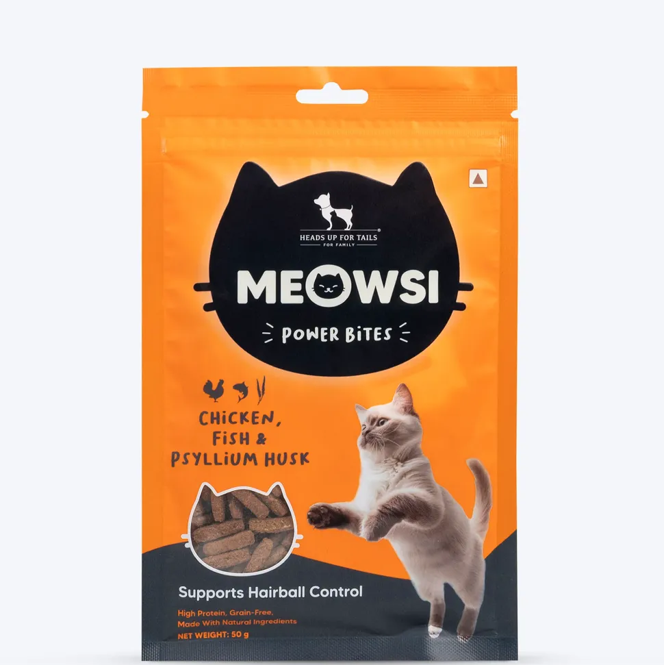Meowsi Chicken, Fish & Psyllium Husk Power Bites Cat Treats 50g