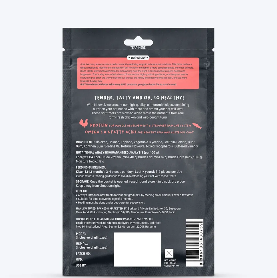Meowsi Salmon & Chicken Soft Cat Treats High-Protein 50g