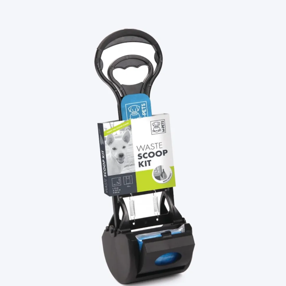 M-Pets Waste Scoop Kit - Black & Blue - 10 waste bags with Handles