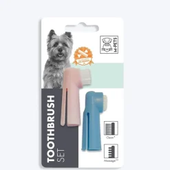 M-Pets Toothbrush Set For Dogs and Cats - Set of 2 (1 Finger Brush and 1 Massage Brush)