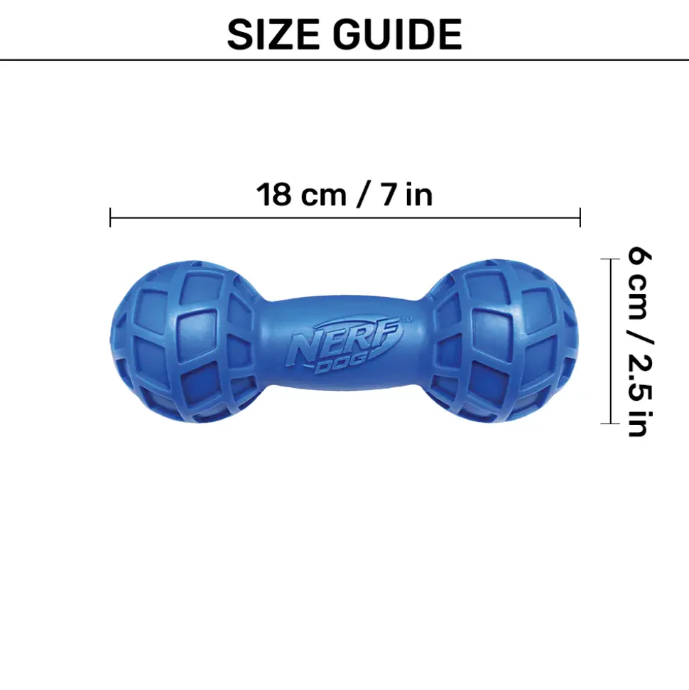 NERF DOG EXO Micro Squeak Barbell Chew Toy For Dog - Blue