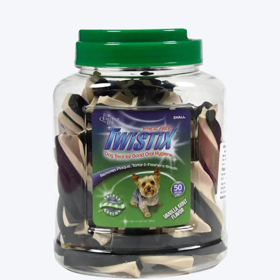 NPIC Twistix Vanilla Mint Dog Treats Canister - Small (50 Sticks) - 530g