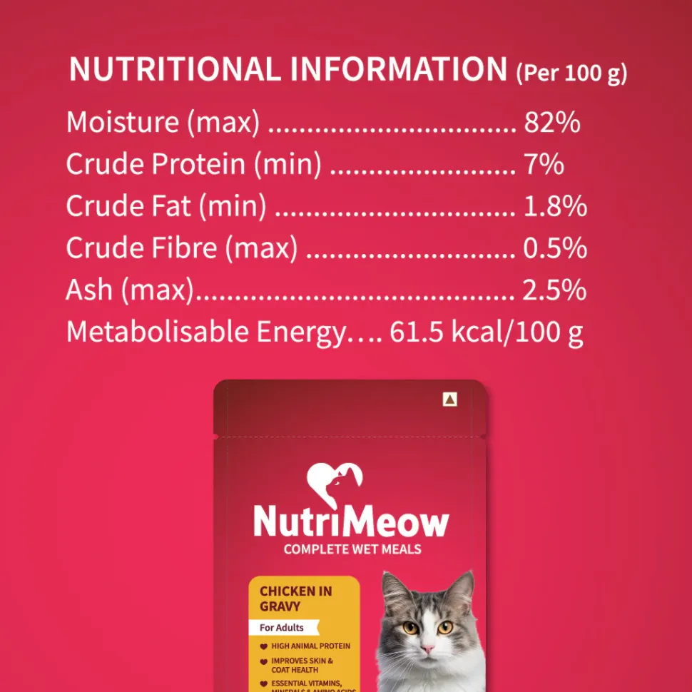 NutriMeow Chicken In Gravy Wet Food For Adult Cat - 80 gm