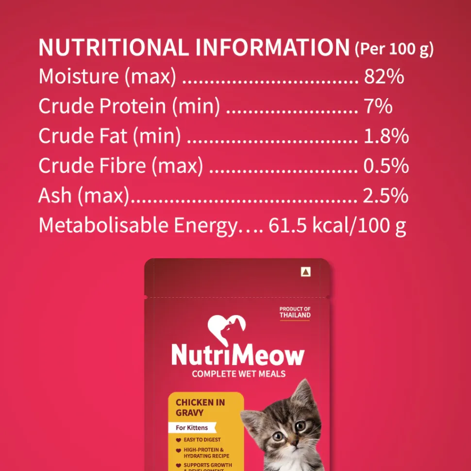 NutriMeow Chicken in Gravy Wet Food For Kitten - 80 gm