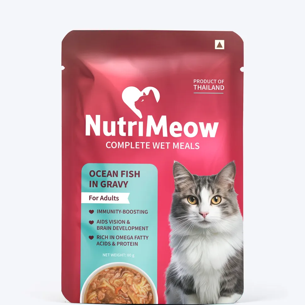NutriMeow Oceanfish In Gravy Wet Food For Adult Cat - 80 gm