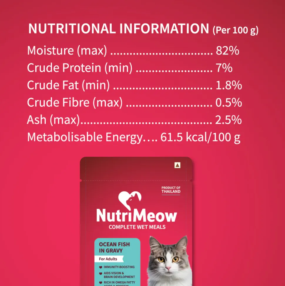 NutriMeow Oceanfish In Gravy Wet Food For Adult Cat - 80 gm