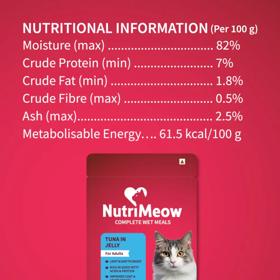 NutriMeow Tuna In Jelly Wet Food For Adult Cat - 80 gm