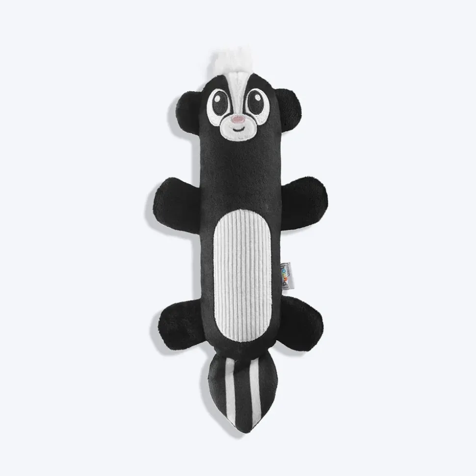 Outward Hound Skunk Stuffing-Free Big Squeak Plush Toy For Dog - Black