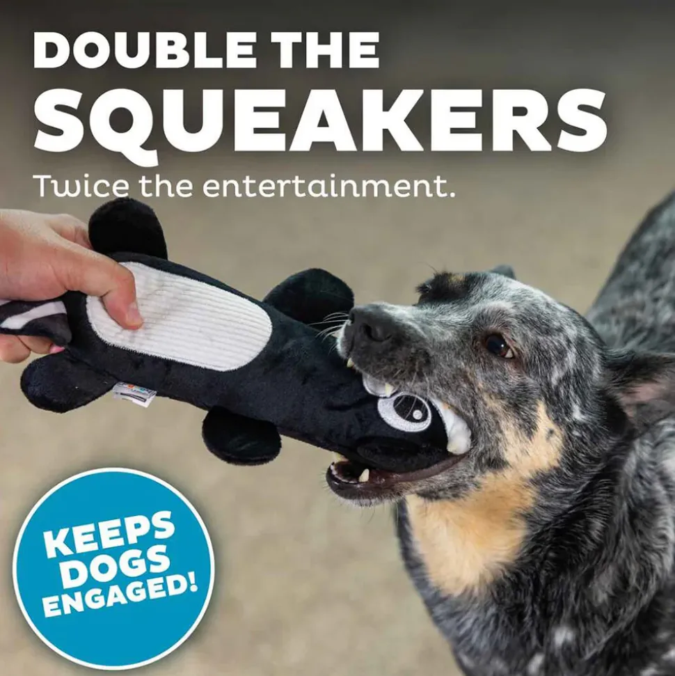 Outward Hound Skunk Stuffing-Free Big Squeak Plush Toy For Dog - Black