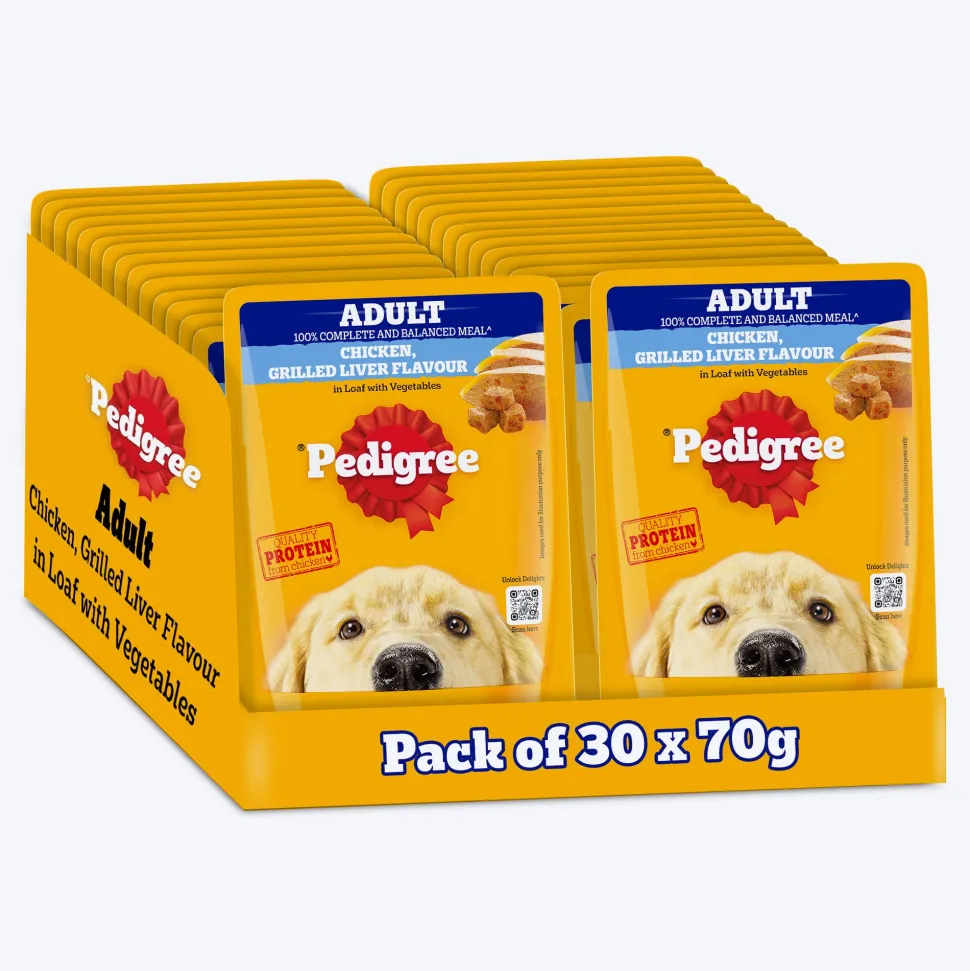 Pedigree Chicken Grilled Liver Flavour In Loaf With Vegetables Adult Dog Wet Food - 70 gm Packs