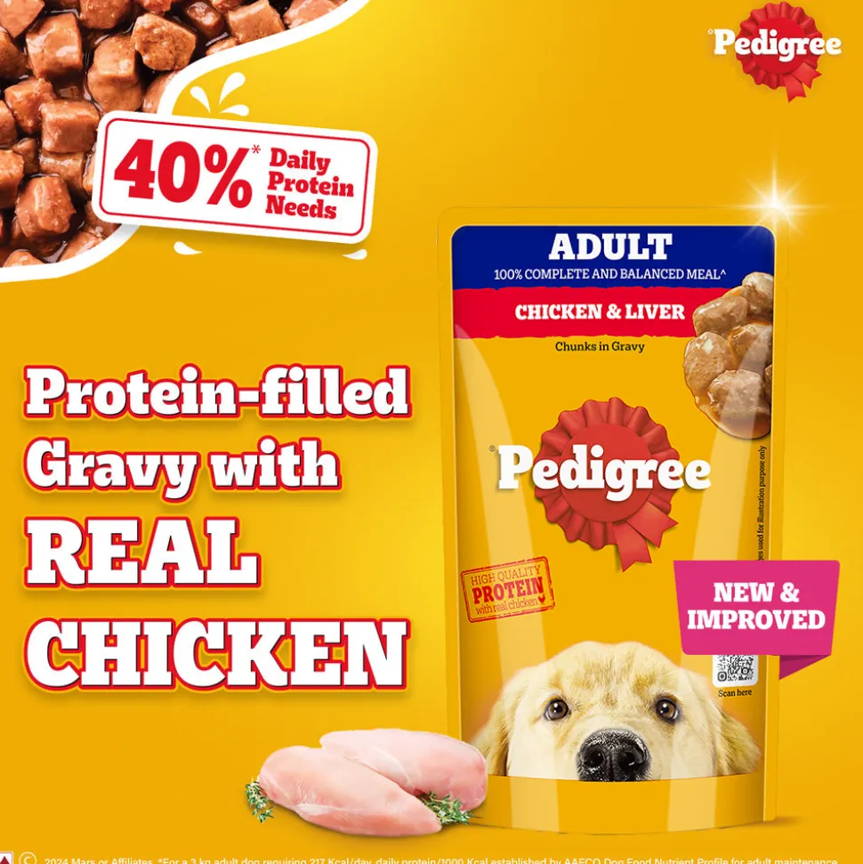 Pedigree Chicken & Liver Chunks In Gravy Adult Dog Wet Food - 130 g
