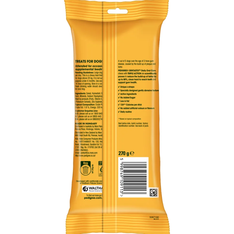 Pedigree Dentastix Oral Care Dog Treat Weekly Pack For Large Breed - 270 g