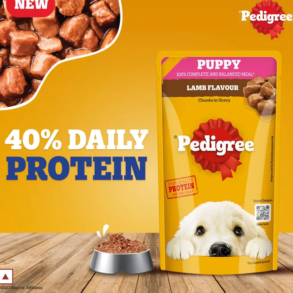 Pedigree Lamb Flavour Chunks In Gravy Puppy Wet Dog Food - 130 g