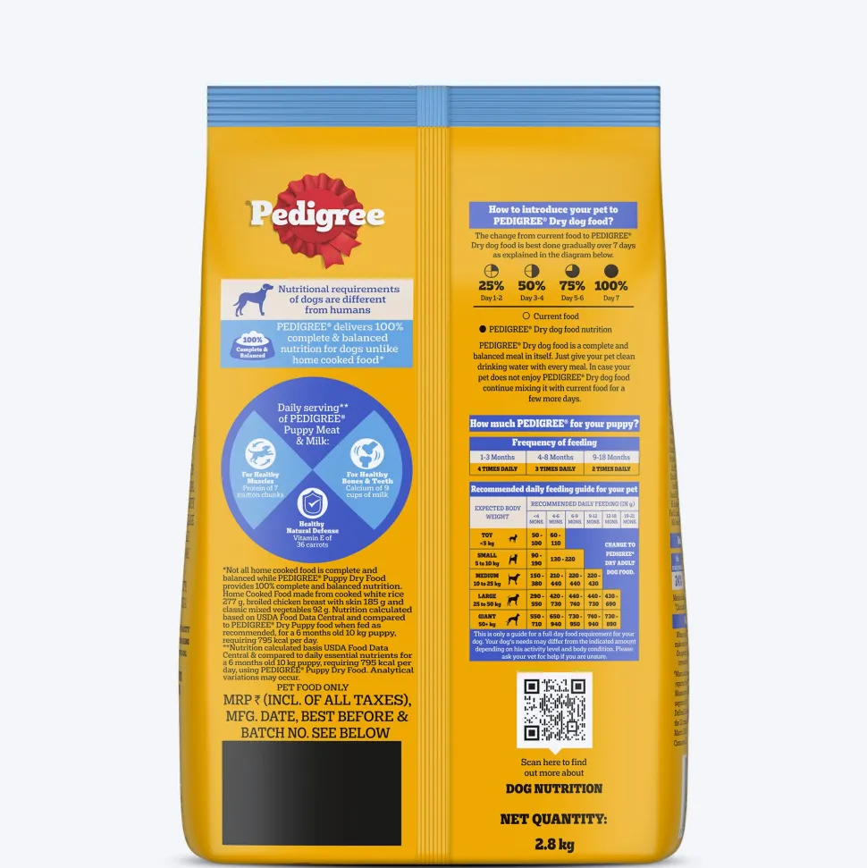 Pedigree Meat & Milk Puppy Dry Dog Food (Contains 37 Essential Nutrients)