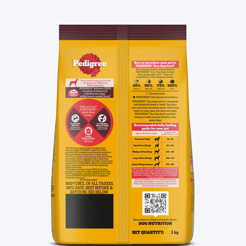 Pedigree Meat & Rice Dry Food For Adult Dog