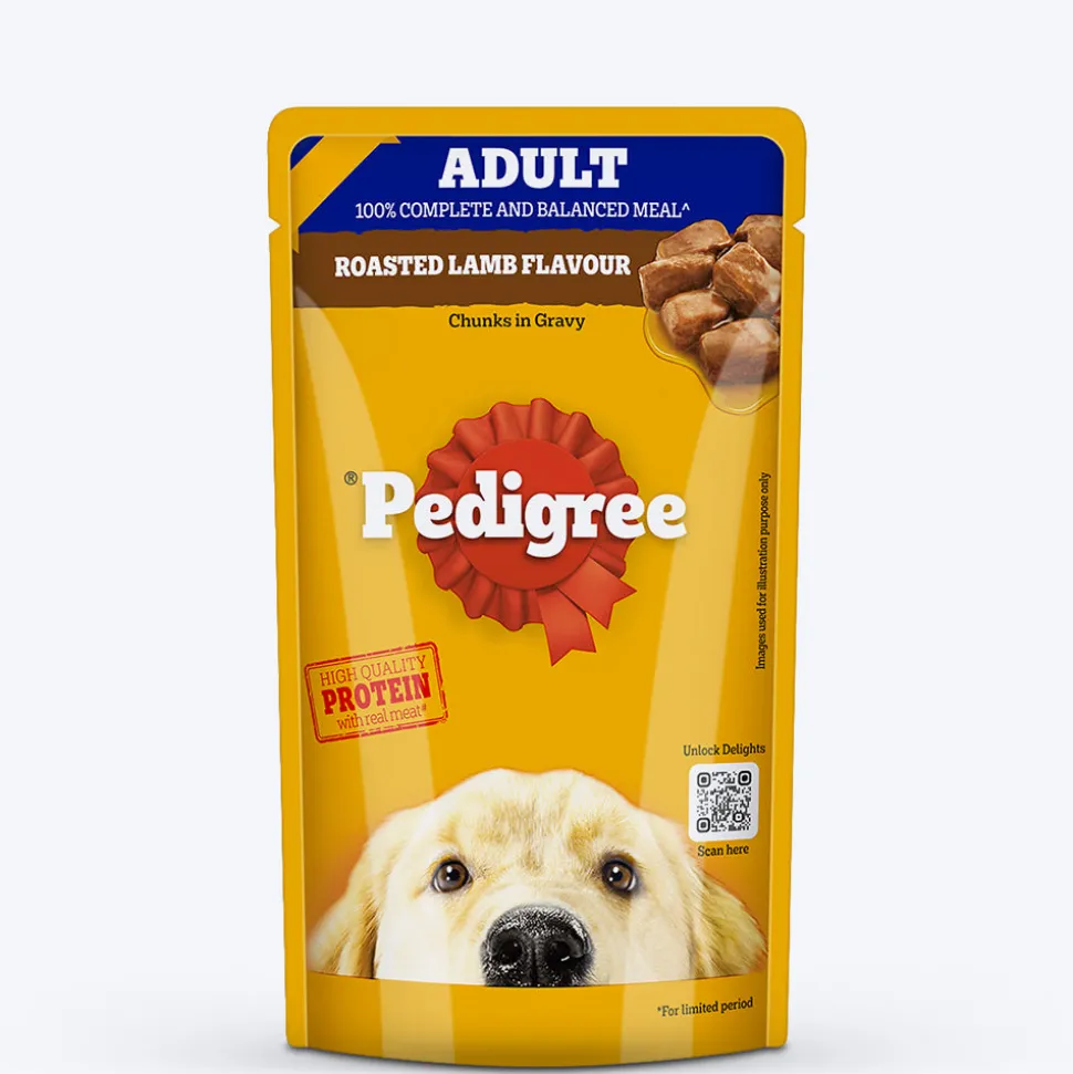 Pedigree Roasted Lamb Flavour Chunks In Gravy Adult Dog Wet Food - 130 g