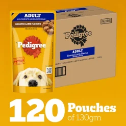 Pedigree Roasted Lamb Flavour Chunks In Gravy Adult Dog Wet Food - 130 g