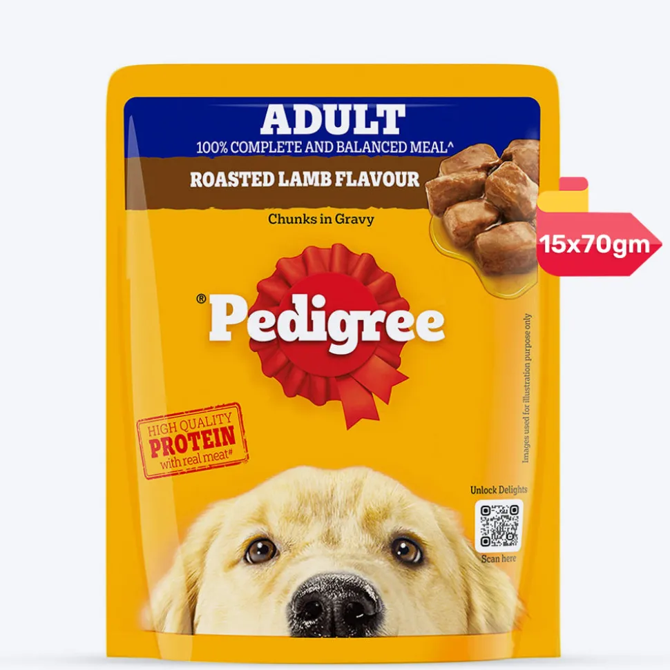 Pedigree Roasted Lamb Flavour Chunks In Gravy Adult Dog Wet Food - 70 gm