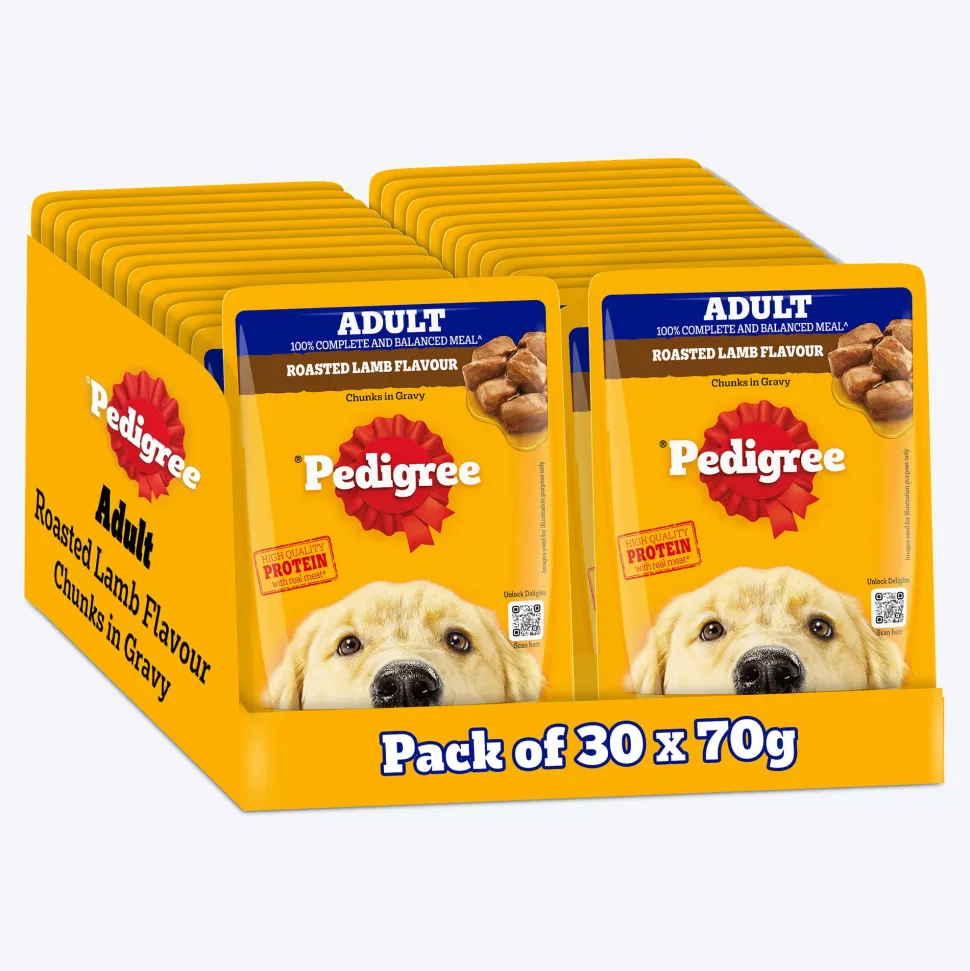 Pedigree Roasted Lamb Flavour Chunks In Gravy Adult Dog Wet Food - 70 gm