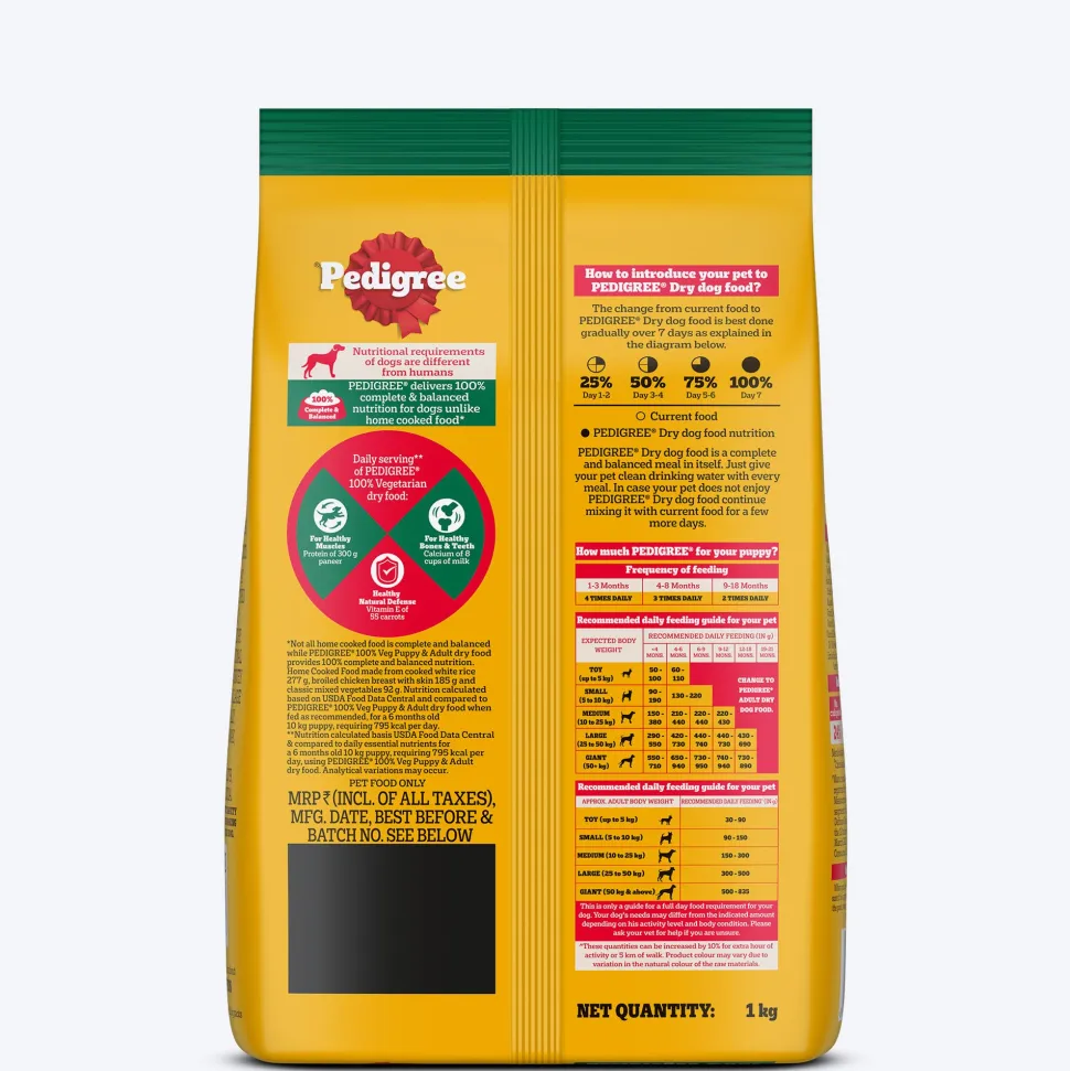 Pedigree 100% Vegetarian Dry Food For Adult Dog & Puppy