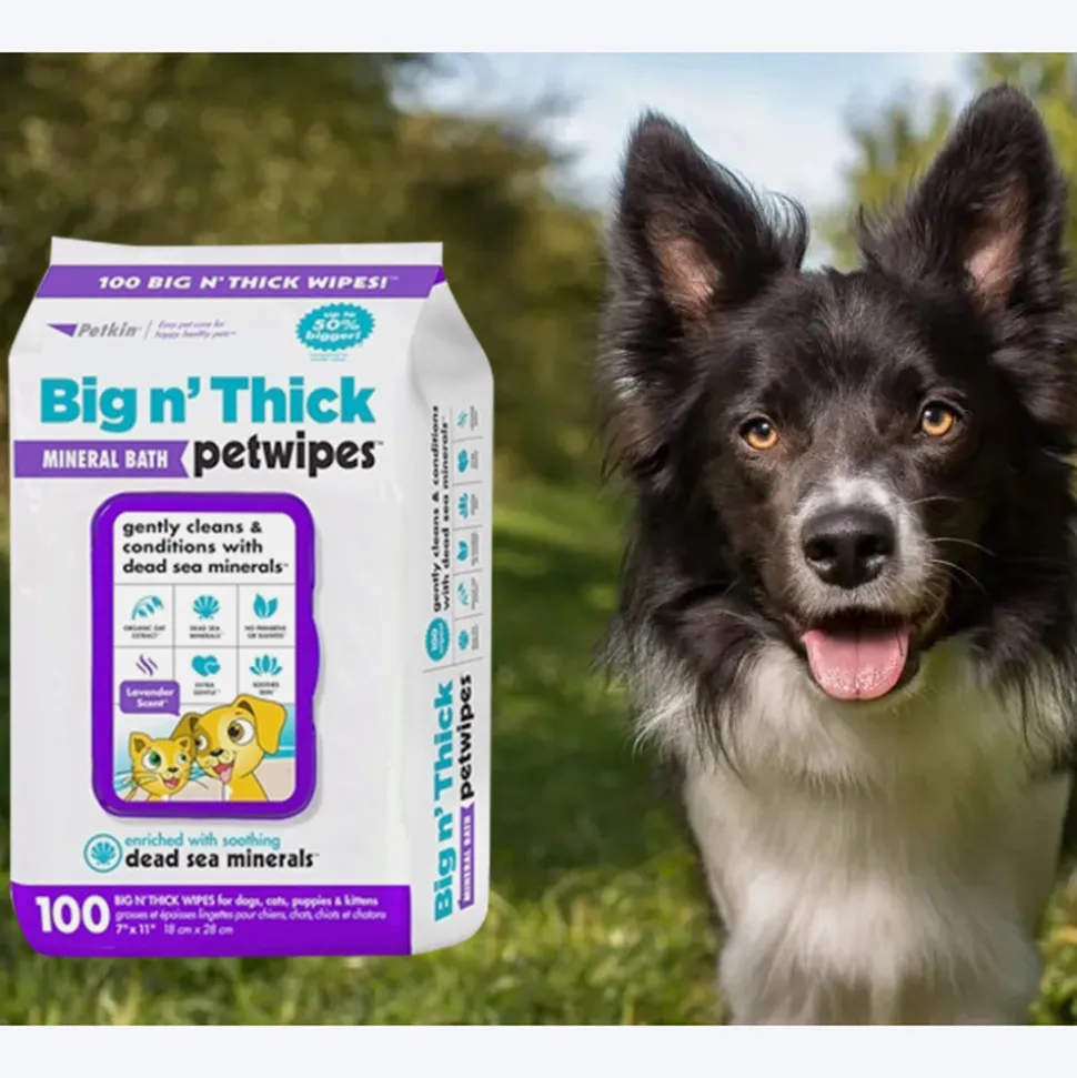 Petkin Big n' Thick Mineral Bath Pet Wipes For Dogs & Cats - 100 Wipes