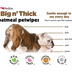 Petkin Big n' Thick Oatmeal Pet Wipes For Dogs & Cats - 100 Pieces