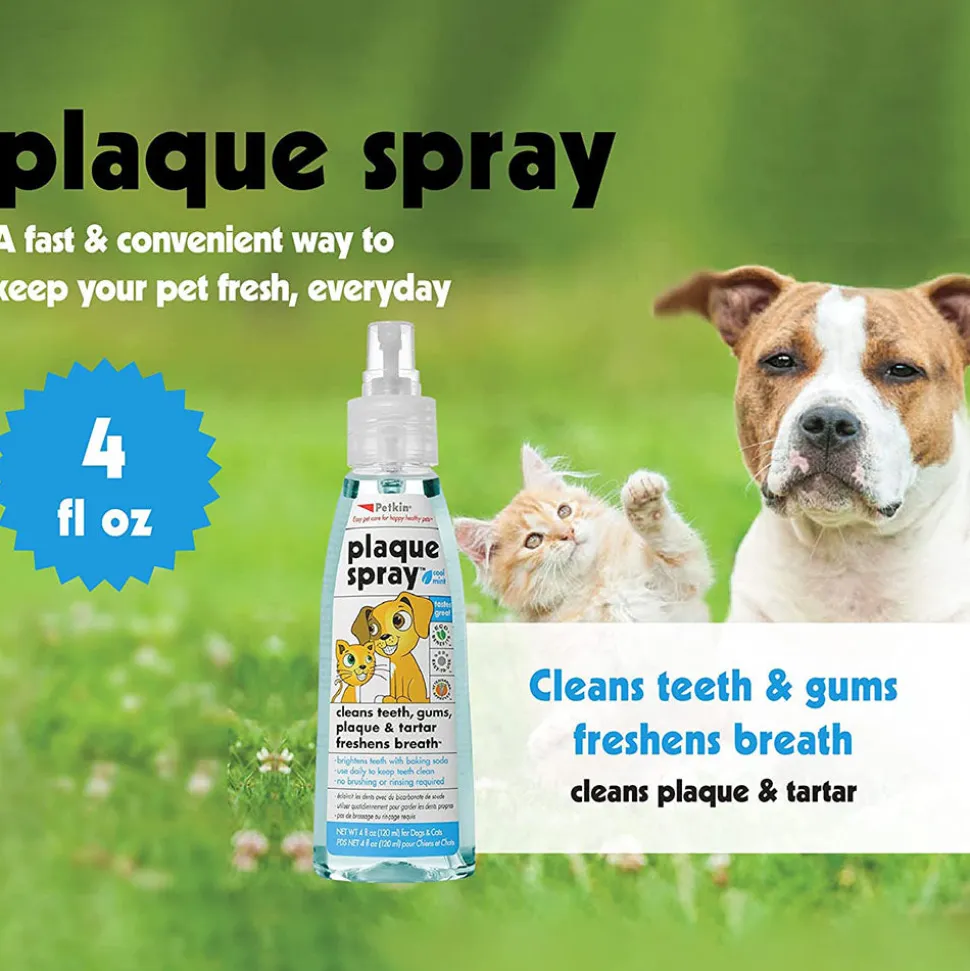 Petkin Plaque Spray - Dental Care Solution for Dogs and Cats - 120 ml
