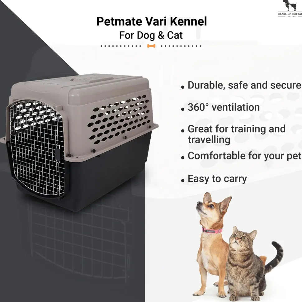 Petmate Vari Kennel Pet Carrier Bleached Linen & Black For Dogs & Cats - 36 X 23 X 15 inch