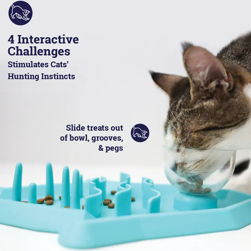 Petstages Hunt N Snack Mat Cat Slow Feeder - Blue
