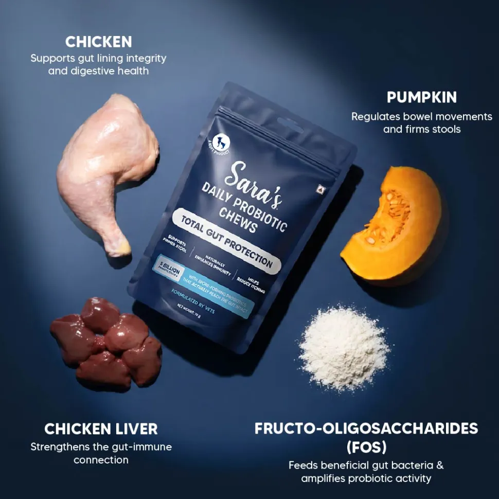 Sara's Daily Probiotic Chews: Gut & Digestive Support - 70 g