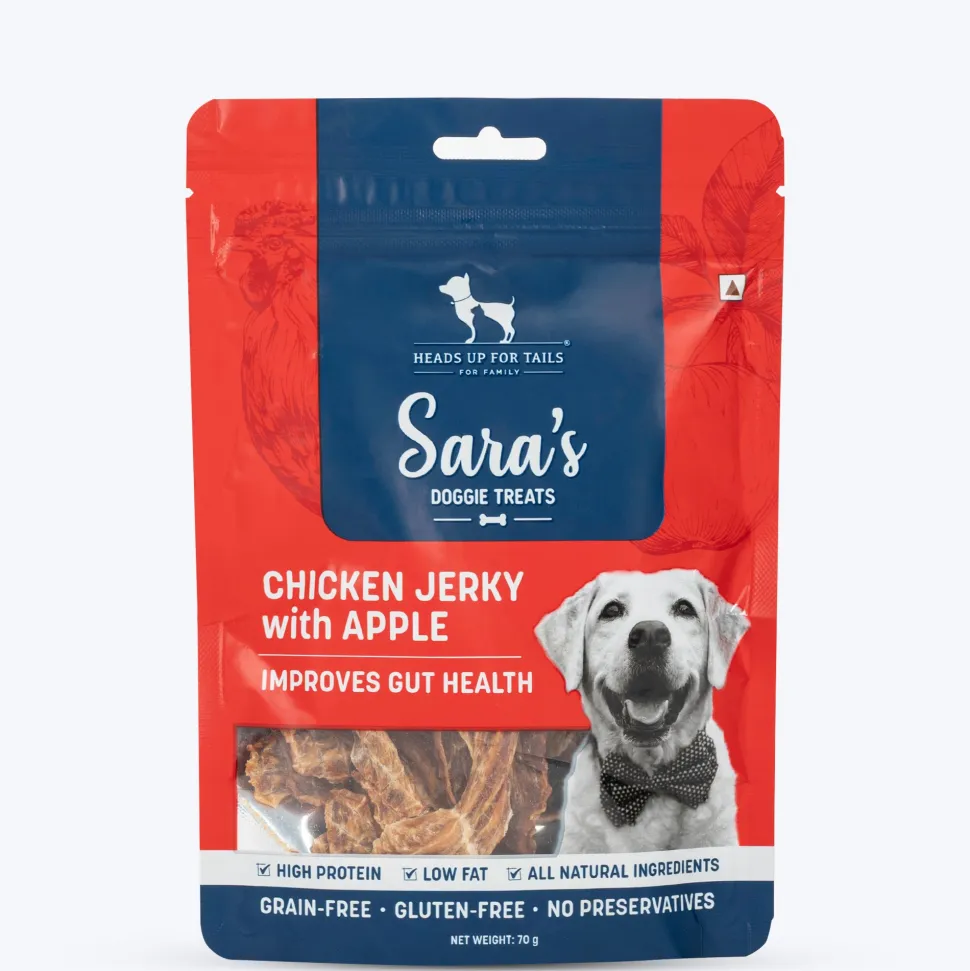 Sara's Chicken Jerky With Apple Dog Treats High-Protein 70g