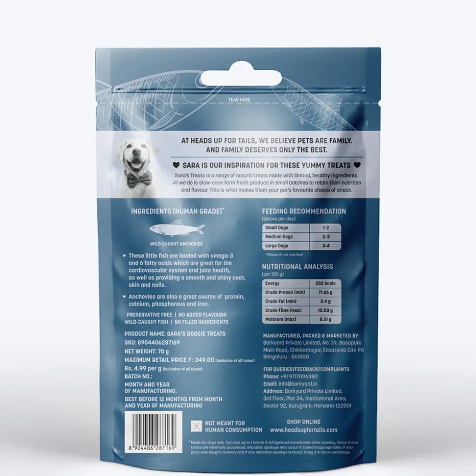 Sara's Dehydrated Anchovies Dog Treats Omega-3 - 70g