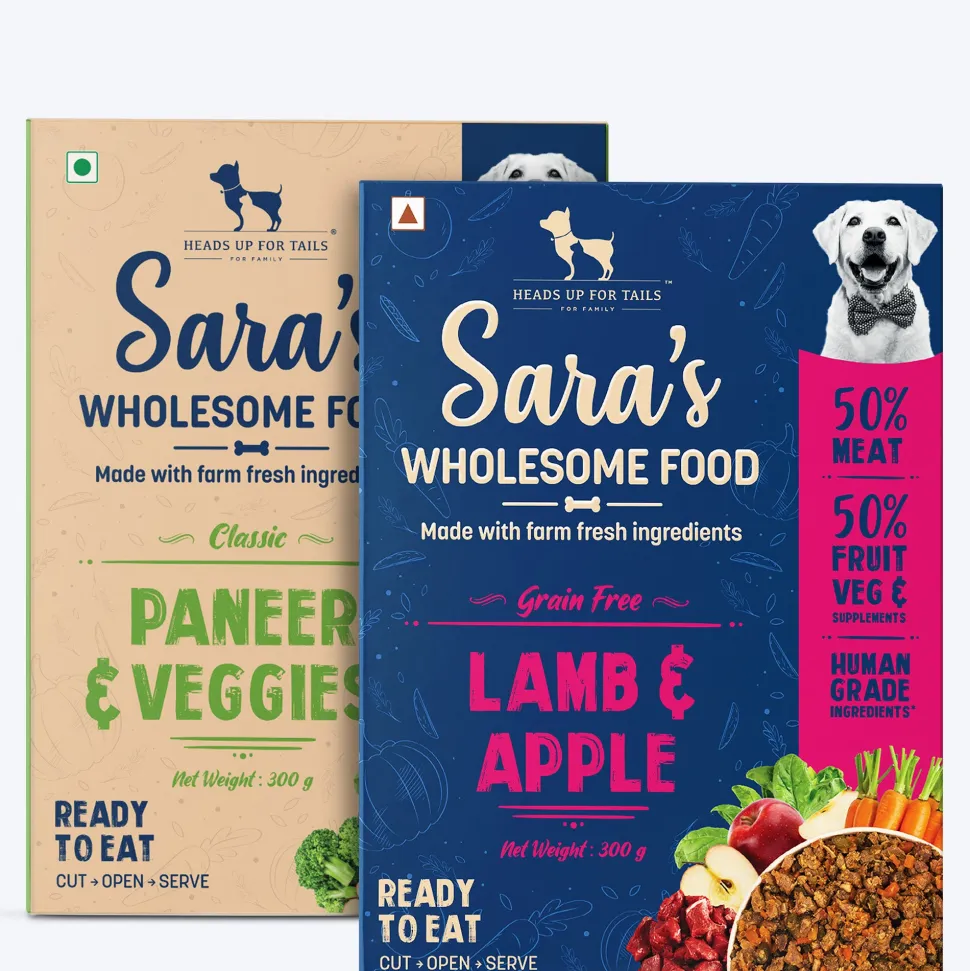 Sara's Wholesome Food Classic Paneer & Veggies and Grain-Free Lamb & Apple Combo - 2x300 gm