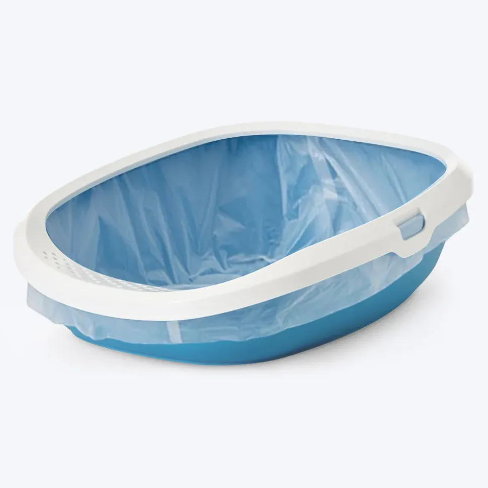 Savic Gizmo Cat Litter Tray with Rim - Blue - 20 x 14 x 5 Inches