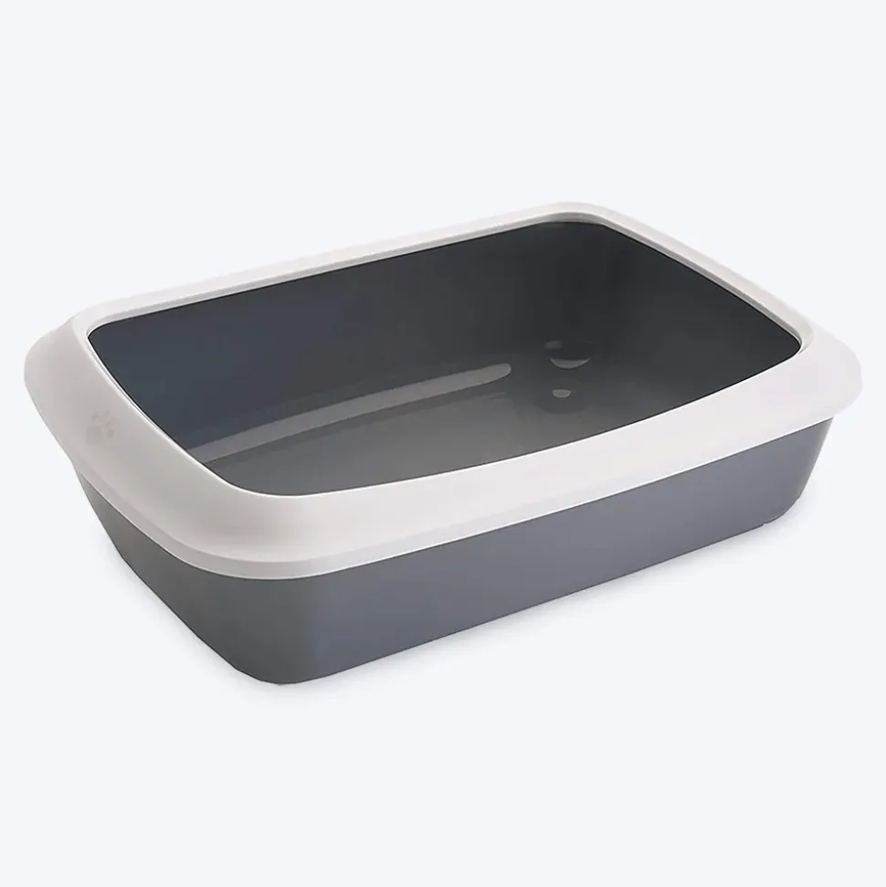 Savic Iriz Cat Litter Tray with Rim - Grey - 19.5 x 14.4 x 5.5 inch