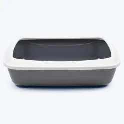 Savic Iriz Cat Litter Tray with Rim - Grey - 19.5 x 14.4 x 5.5 inch