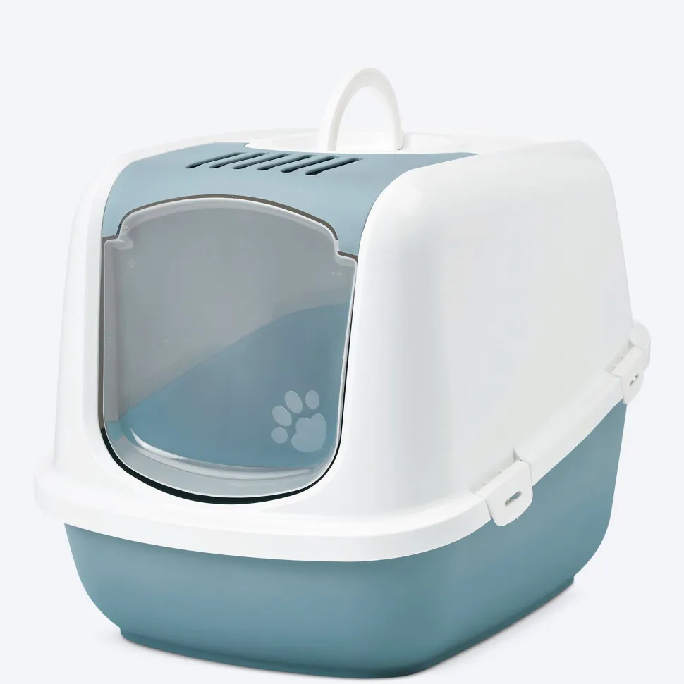 Savic Nestor Jumbo Cat Toilet - White-Bluestone - 26 x 19 x 18 inch