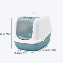 Savic Nestor Jumbo Cat Toilet - White-Bluestone - 26 x 19 x 18 inch