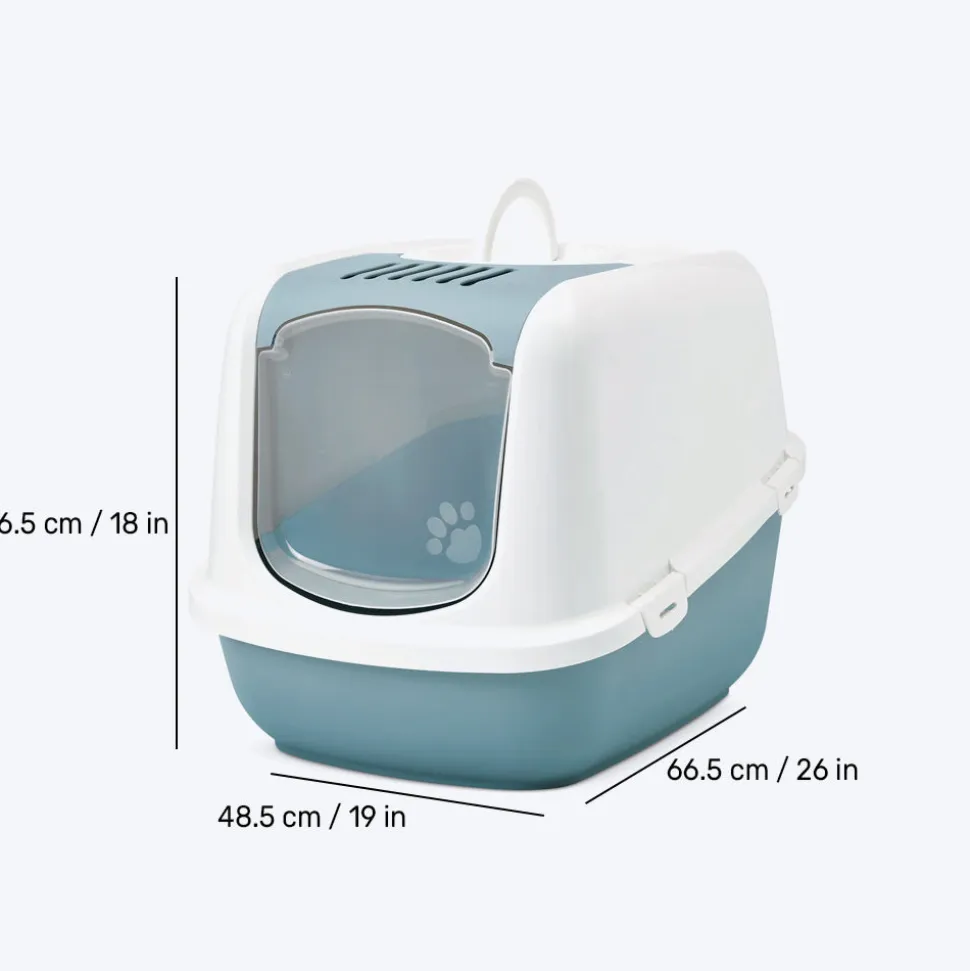 Savic Nestor Jumbo Cat Toilet - White-Bluestone - 26 x 19 x 18 inch
