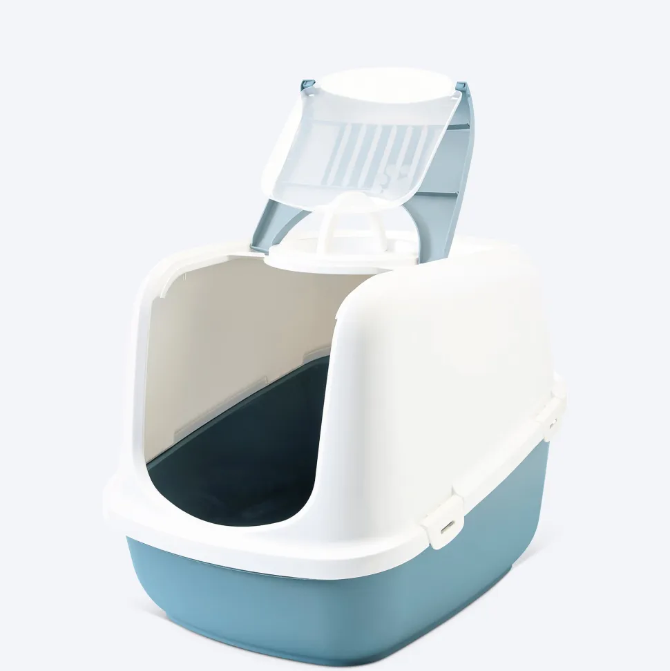 Savic Nestor Jumbo Cat Toilet - White-Bluestone - 26 x 19 x 18 inch