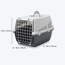 Savic Trotter 2 - Dog & Cat Carrier - Dark Grey - 22 x 15 x 13 inch - Holds up to 7 kg