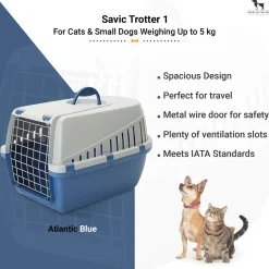 Savic Trotter 1 - Dog & Cat Carrier - Atlantic Blue - 19 x 13 x 12 inch - Holds up to 5 kg