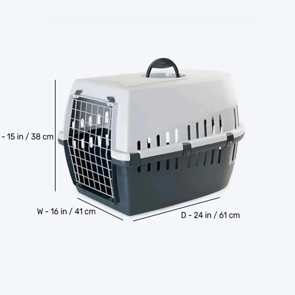 Savic Trotter 3 - Dog & Cat Carrier - Dark Grey - 24 x 16 x 15 inch - Holds up to 10 kg